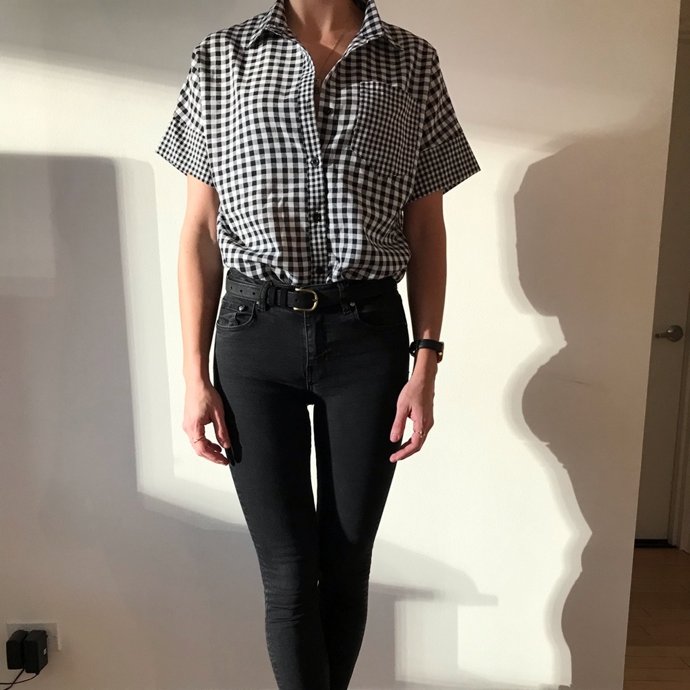 Black and white button down
